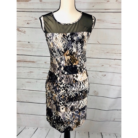 Snake Print Midi Cocktail Dress Size 8 M NWT - Picture 1 of 7